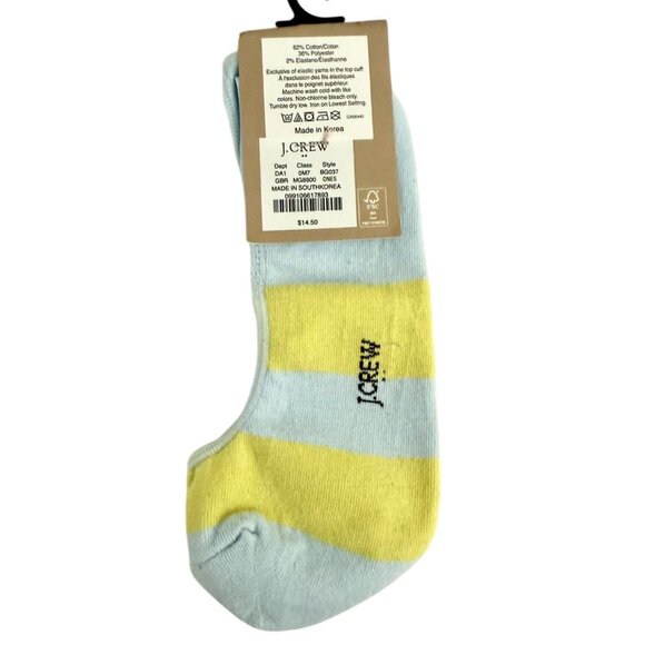 JCrew No Show Socks One Size Pastel Stripe Yellow Blue Cotton Blend Casual - Picture 4 of 7